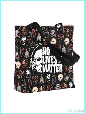 Cotton Canvas Tote Bag with Zipper Pockets Horror Movie Merch Spooky Season Gift